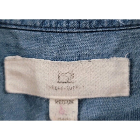 Thread And Supply Womens Button Up Chambray Shirt Dress Size Medium Blue - Picture 4 of 7